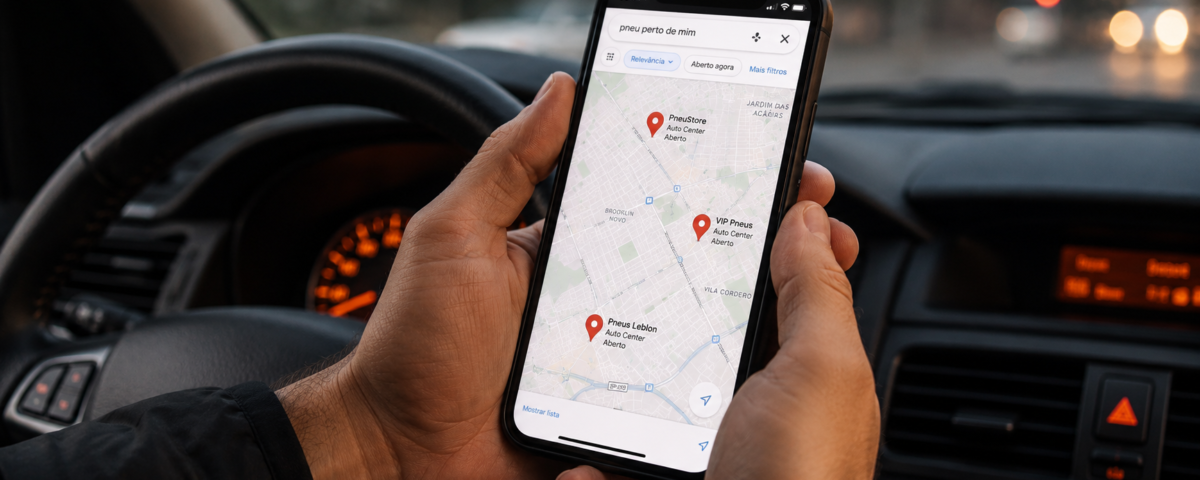 "O seu cliente busca 'pneu perto de mim' no celular. A sua loja aparece ou você está invisível?"